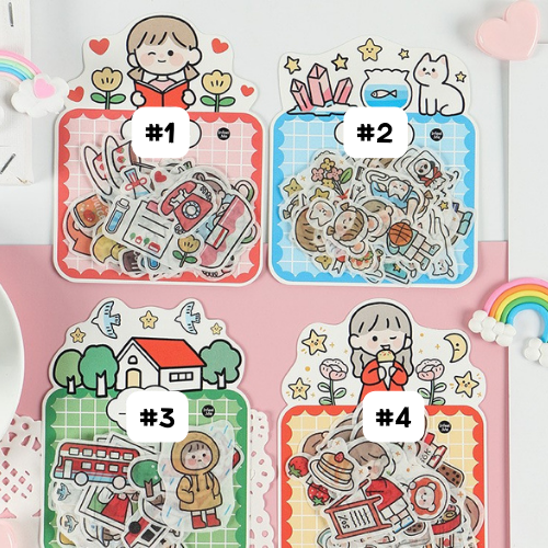 Sticker hình dán infeel me 40 tấm sticker siêu dễ thương màu sắc đa dạng thích hợp trang trí