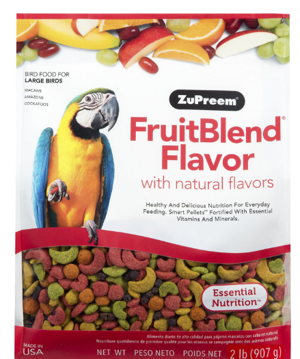 Hạt trái cây (hàng Mỹ) gói nguyên 907g ZuPreem FruitBlend with Natural Fruit Flavors cho mọi dòng chim, vẹt