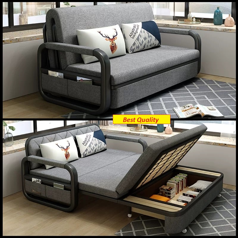 [Trả góp 0%] Giường Sofa Gấp Gọn Thành Ghế Sofa - Ghế Sofa Giường Đa Năng. KT 1m58 x 1m9. Kèm 2 Gối Bảo Hành 5 năm