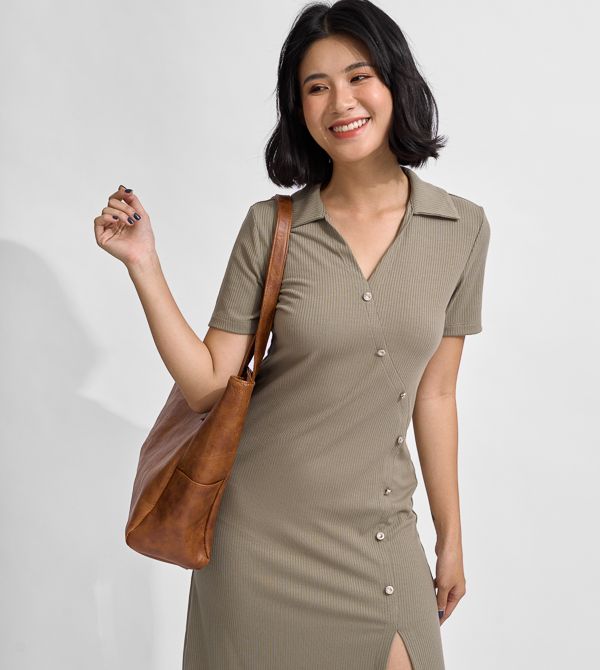 [NHẬP MÃ NOVFALAZSOCIAL02 GIẢM 40K ĐƠN 199K  ] Đầm Maybi ôm thun gân phối nẹp nút kiểu