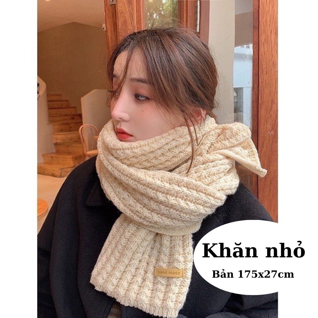 Khăn len quàng cổ nam nữ hàn quốc quà tặng khăn choàng cổ đôi mùa đông dày ấm - khăn tag handmade camcamvintage