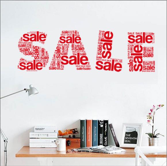 Decal trang trí tường - chữ tiếng anh sale đỏ