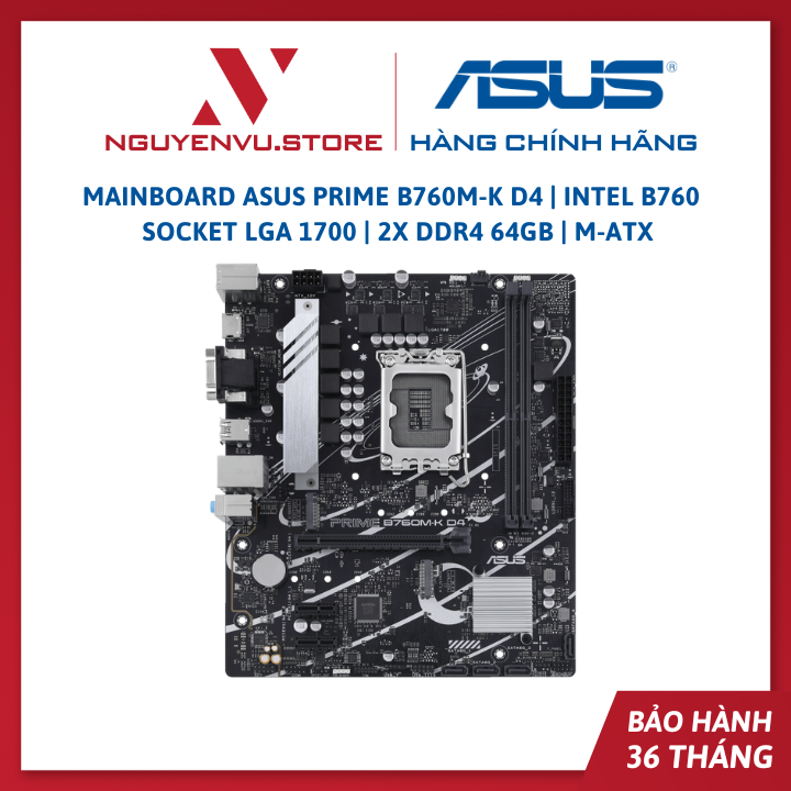 Mainboard asus prime b760m-k d4 | intel b760 chipset | socket lga 1700 | 2x ddr4 64gb | matx-authentic