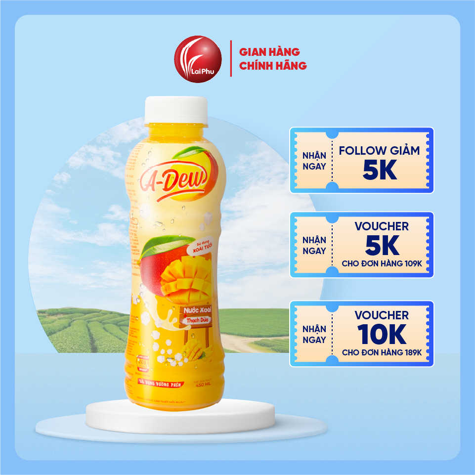 Nước Xoài Thạch Dừa A-Dew 450ml - Thùng 24 Chai