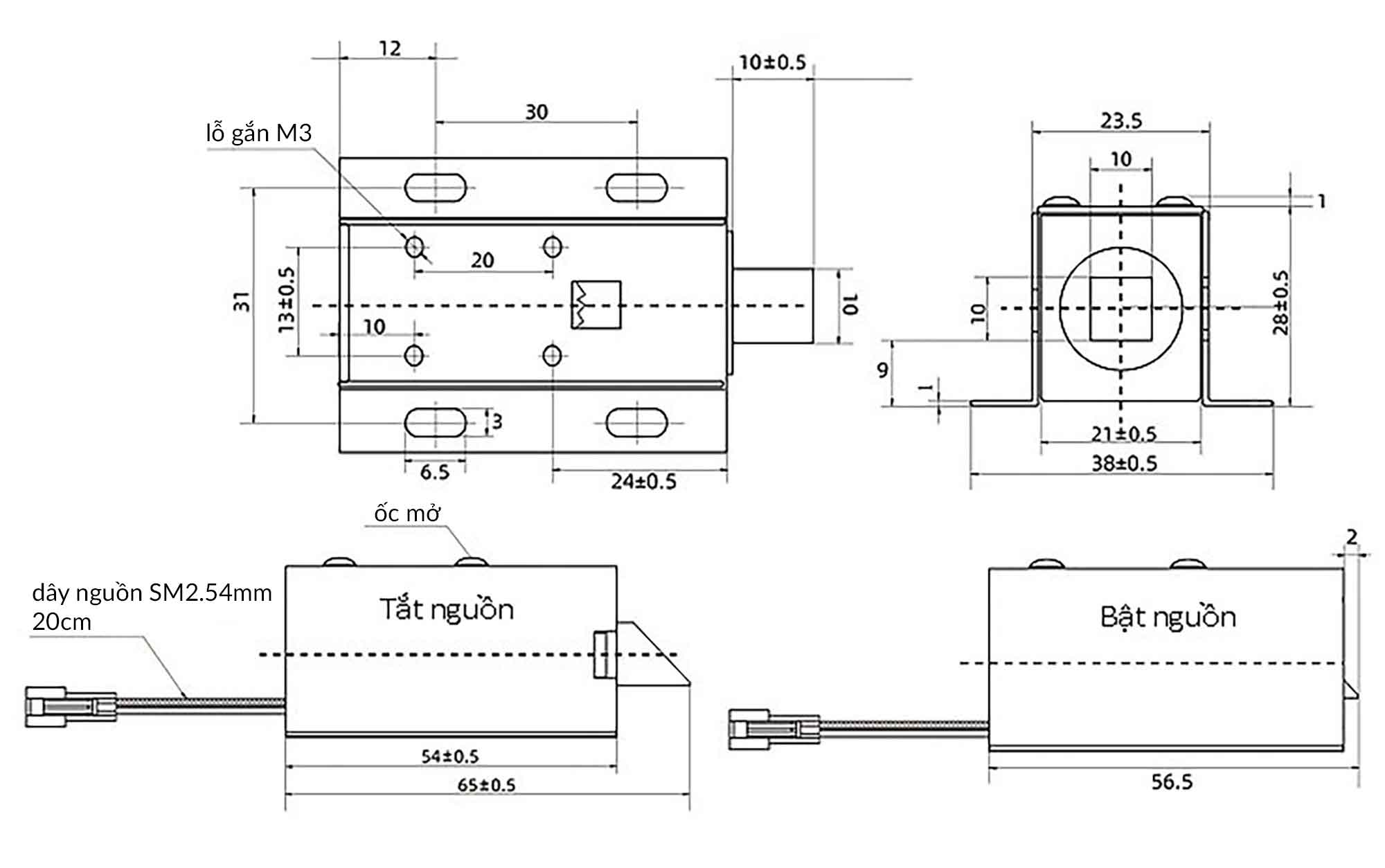 Khóa Chốt Điện Từ LY-03 Lực Lớn (3N)