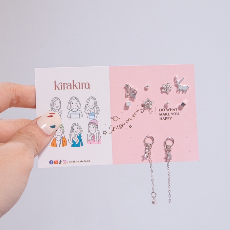 Set từ 5 đôi bông tai mini đơn giản đáng yêu