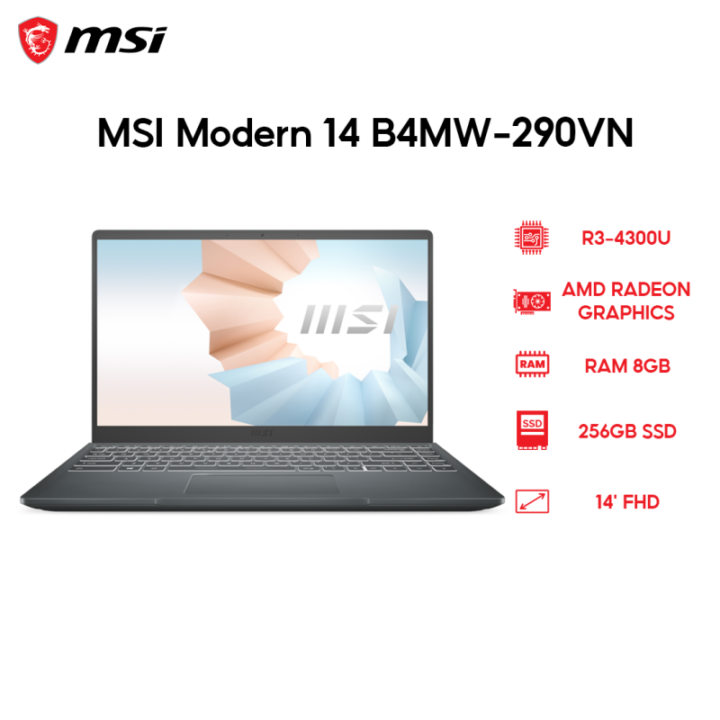 Bảng giá Laptop MSI Modern 14 B4MW-290VN R3-4300U | 8GB | 256GB | AMD Radeon Graphics | 14 FHD | Win 10 Phong Vũ