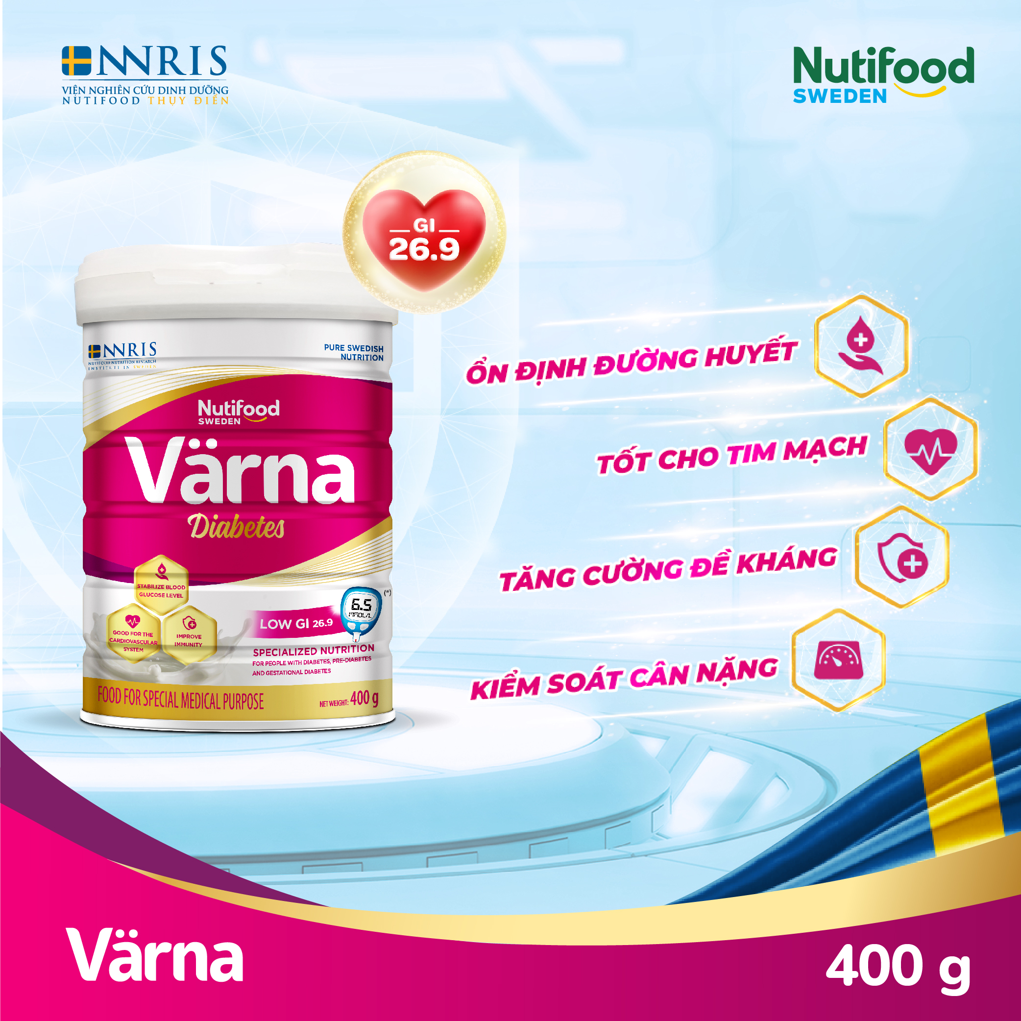 Sữa Bột Värna Diabetes lon 400g[Ưu đãi vận chuyển]