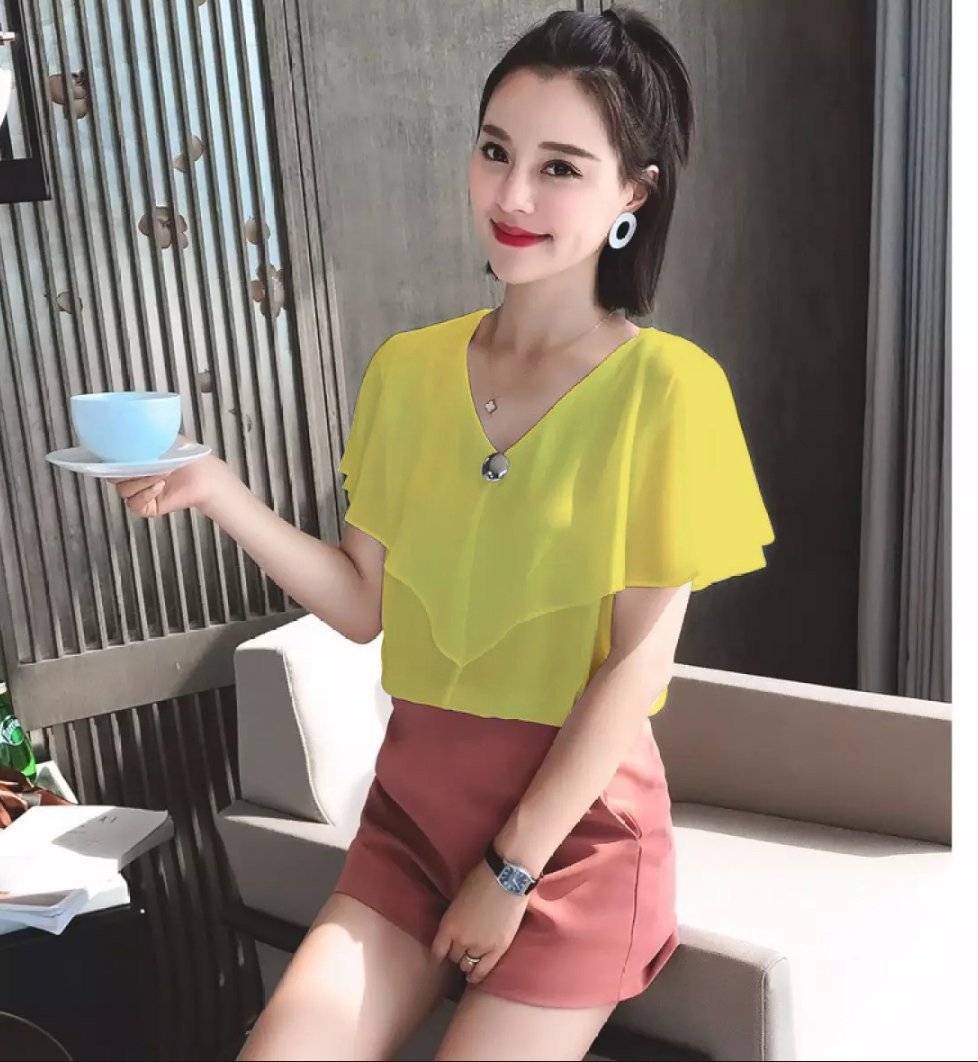 [HCM]Áo Kiểu Cổ V Cách Điệu ( KÈM QUÀ TẶNG NGẪU NHIÊN)