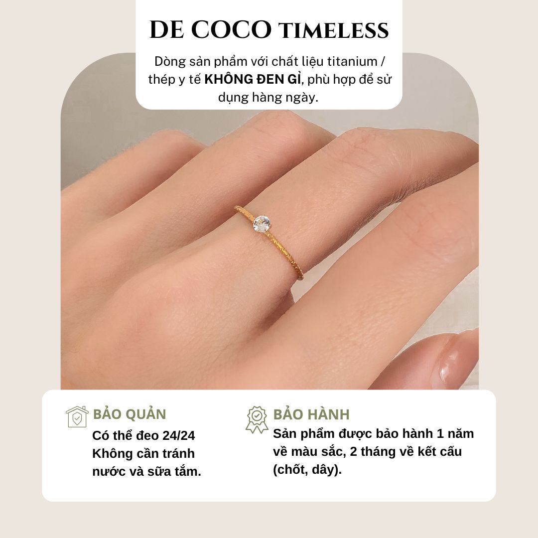 KHÔNG ĐEN GỈ - Nhẫn nữ thân mảnh đánh nhám Slenda De Coco