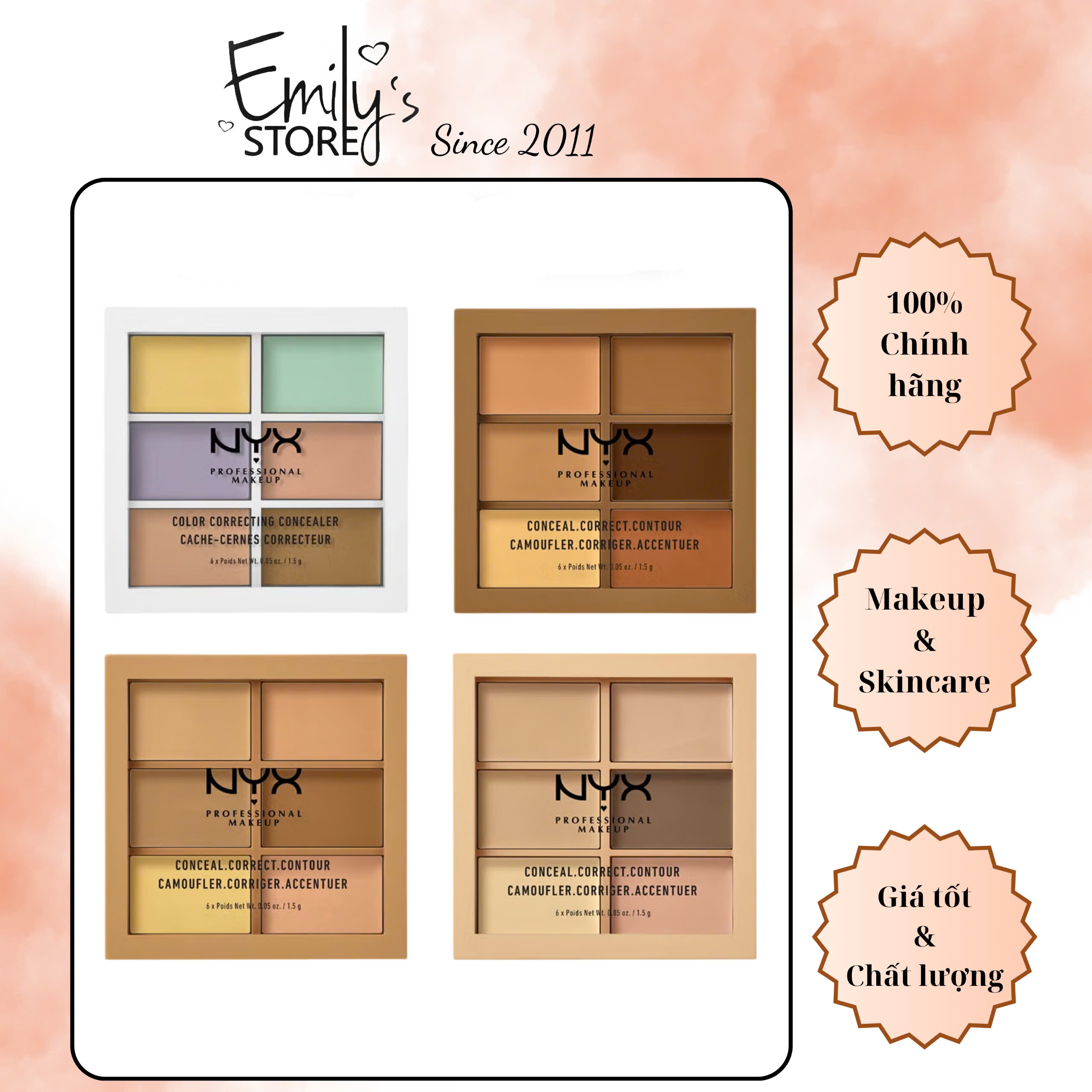 Bảng che khuyết điểm, triệt sắc NYX color Correcting Concealer