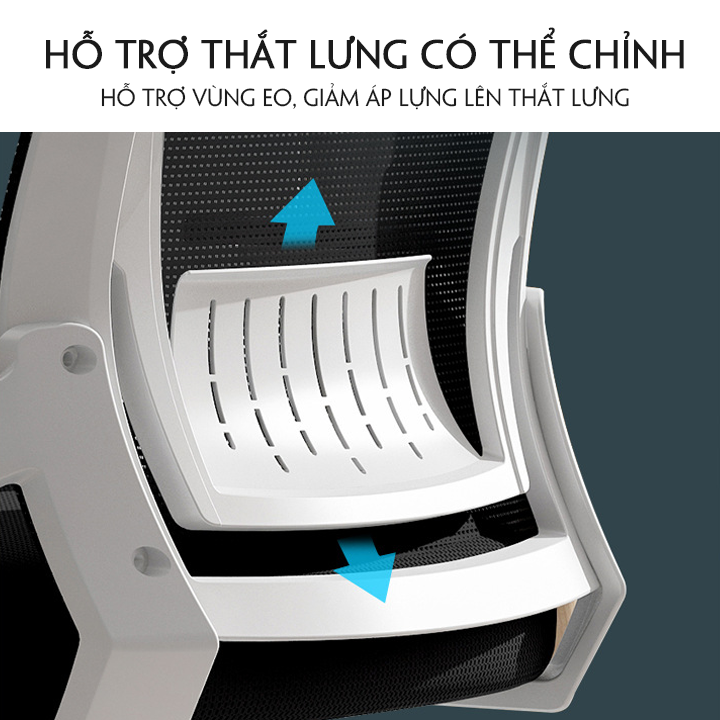 Ghế công thái học Ergonomic, ghế làm việc văn phòng đệm cao su cao cấp ngả lưng thư giãn