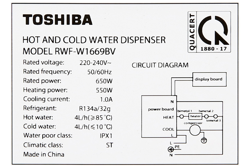 Máy nước nóng lạnh Toshiba RWF-W1669BV(K1)