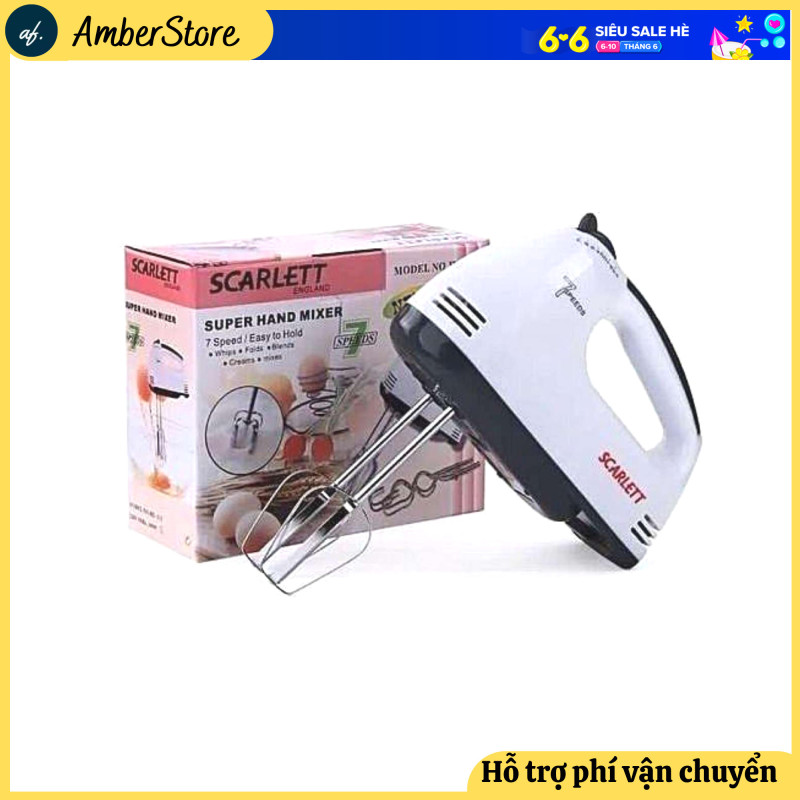 Giá bán Máy đánh trứng - Máy làm bánh - Máy Đánh Trứng Cầm Tay Cao Cấp Scarlett - 7 Cấp Tốc Độ 180W - Tiện dụng cho các bà Mẹ đánh trứng, làm bột, làm kem - Bảo Hành 1 đổi 1 tại AmberStore.02