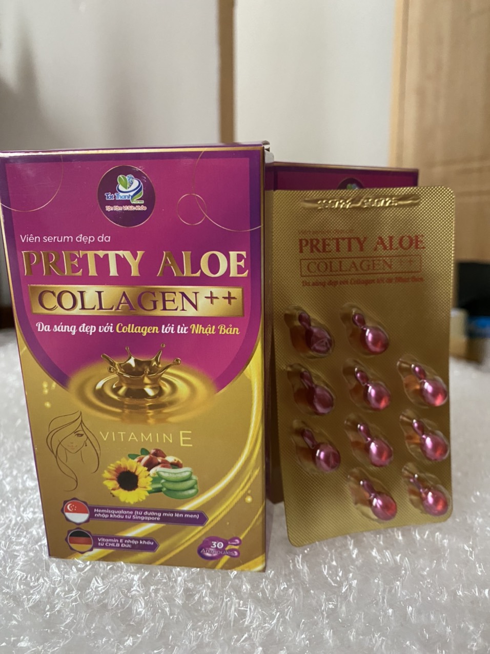 VIÊN Vitamin E BÔI DƯỠNG DA  PRETTY ALOE