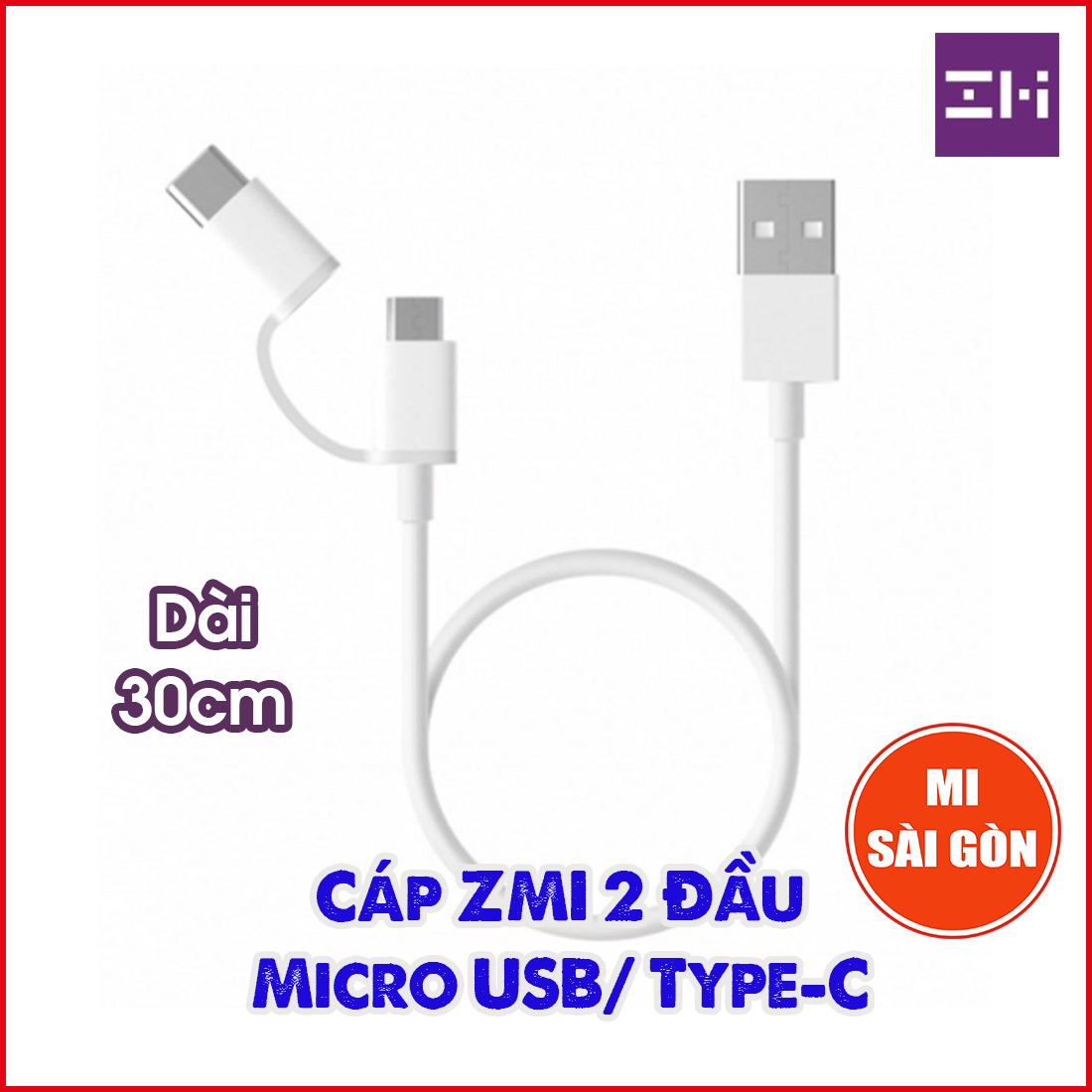 [Hỏa Tốc HCM] Cáp 2-in-1 ZMI AL511 Micro USB – Type-C ( 30cm )
