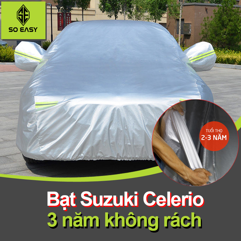 [HCM][ Suzuki Celerio ] Bạt Phủ xe Suzuki Celerio áo trùm che phủ xe hơi bạt phủ xe ô tô che xe ôtô 4 chỗ gấp xếp gọn gàng lớp bạc phản quang chống nóng mưa Một lớp vải dù Polyester Oxford Fabric cao cấp-BPXM