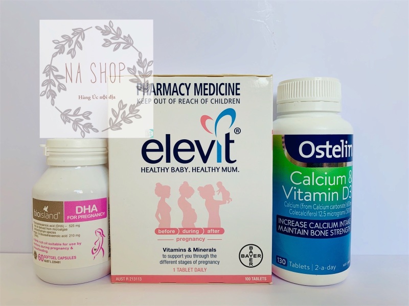 Combo Vitamin tổng hợp Elevit + DHA + Canxi nhập khẩu