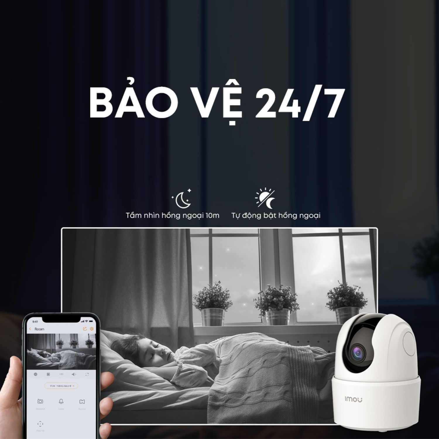 Camera Imou trong nhà A22EP IP Wifi Độ phân giải 2M, Phát hiện và Cảnh báo chuyển động, Đàm thoại, Quay 360 độ - Eco Tech Store