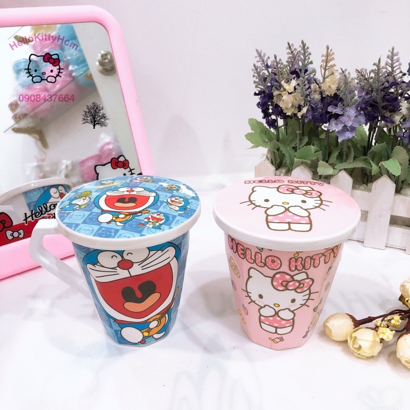 [HCM]Ly Quai 255Ml Có Nắp Hellokitty Doreamon