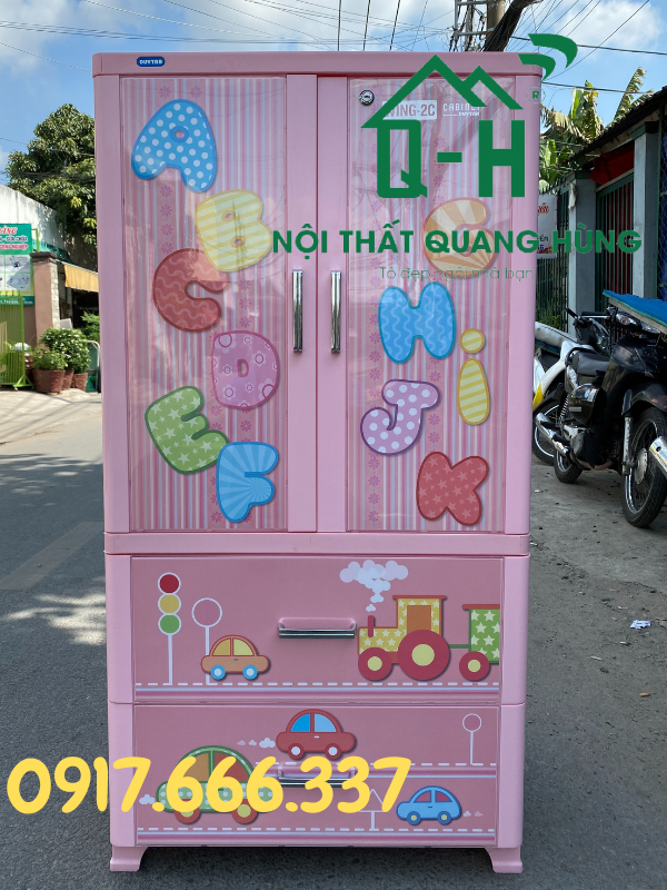 Tủ nhựa duy tân 2 cánh 2 ngăn kéo in 3d bảng chữ cái