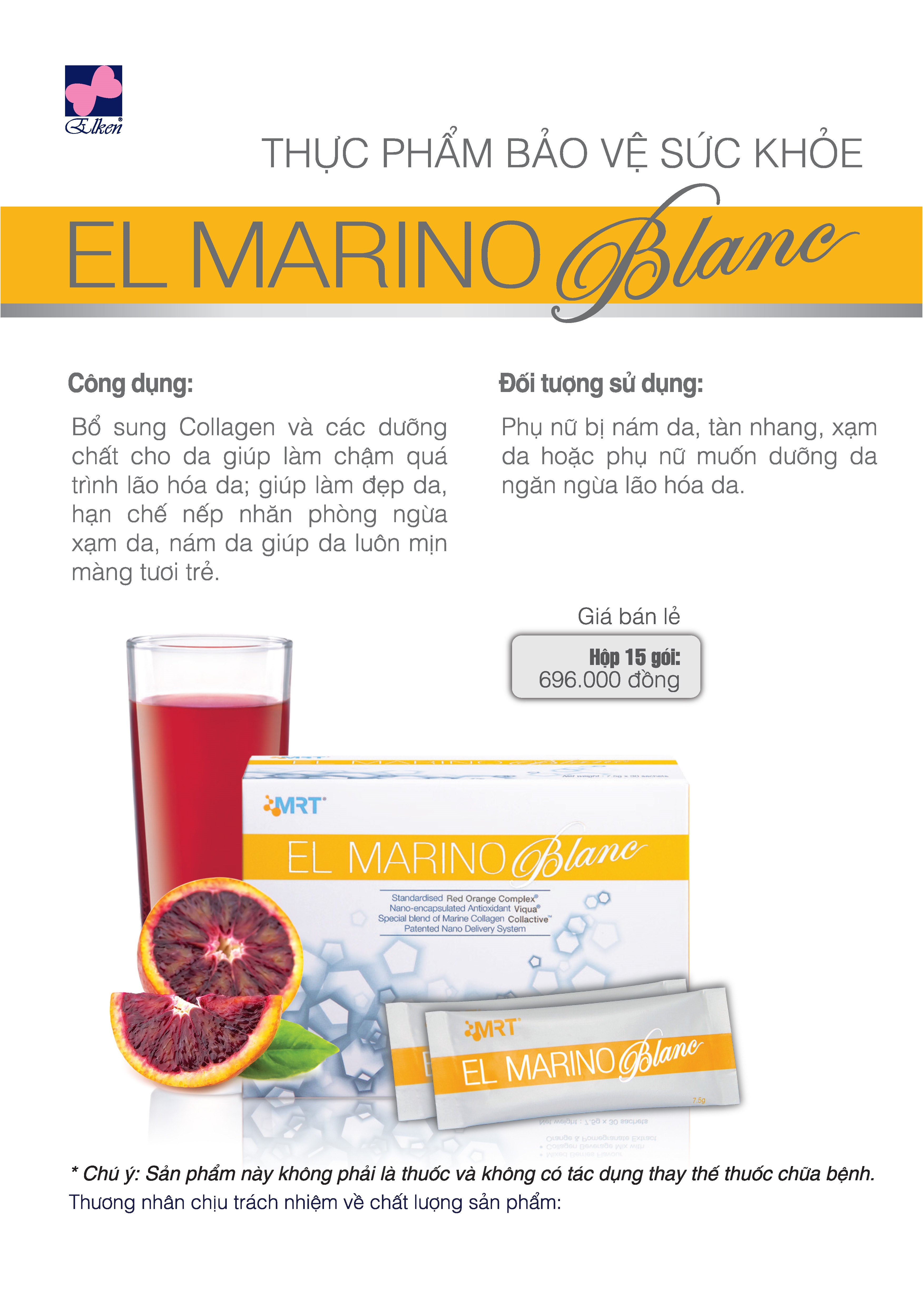 THỰC PHẨM BẢO VỆ SỨC KHỎE: EL MARINO BLANC ELKEN