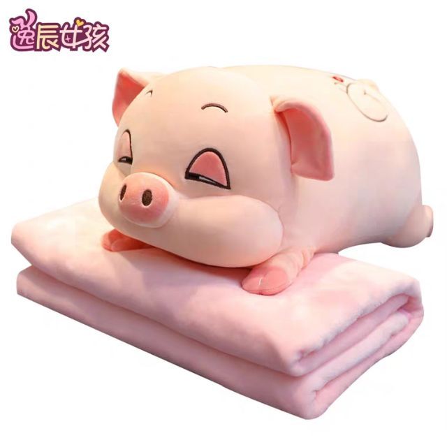 [HCM]Heo kèm mền 3in1 chăn gối văn phòng