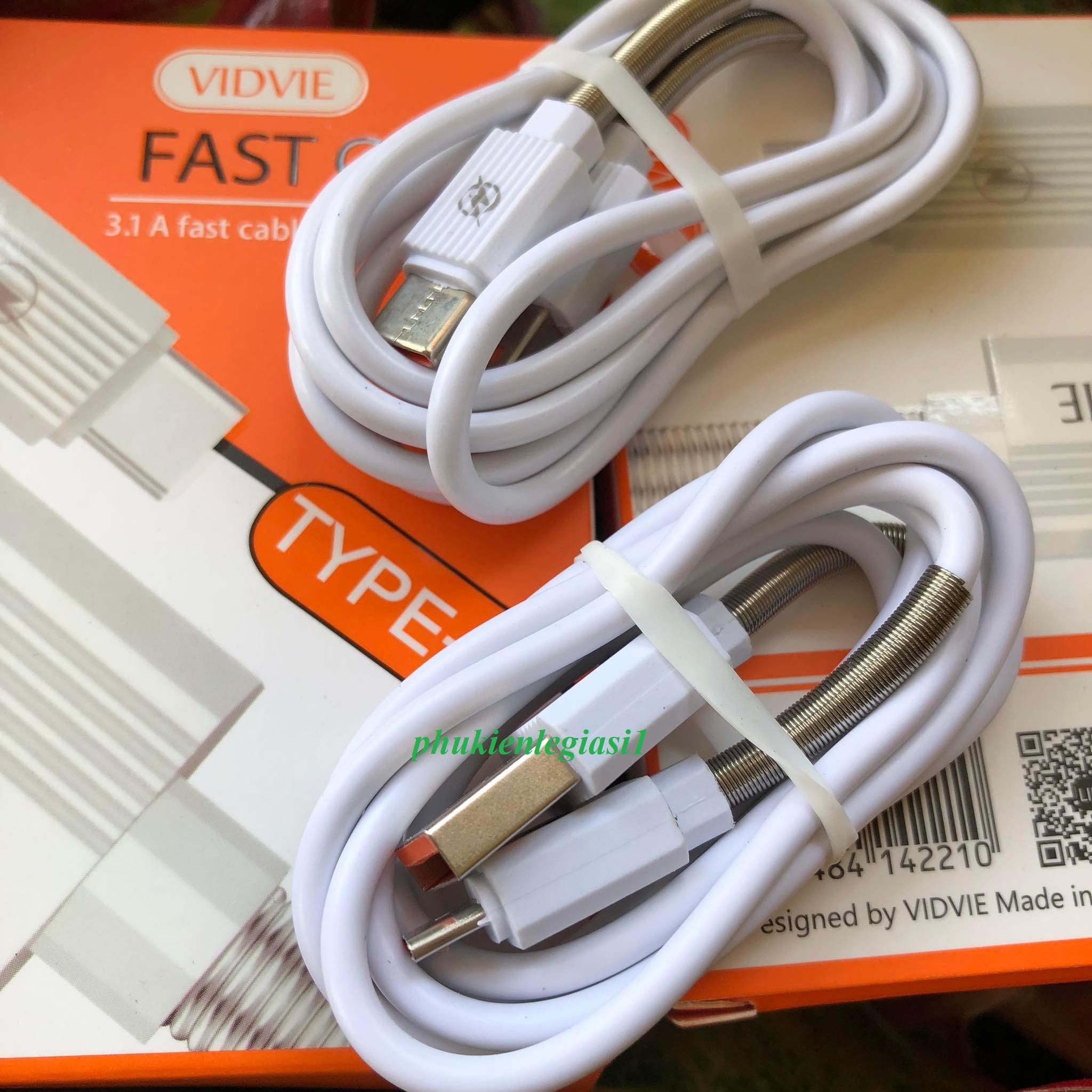 XÃ HÀNG THANH LÝ Cáp sạc VIDVIE C510 bện lò xo 2 đầu Micro usb Type C Iphone