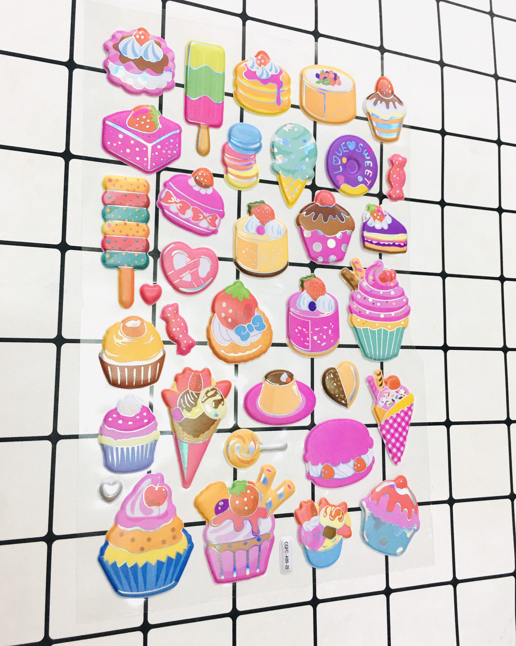 Bảng Sticker hình dán nổi 3D lấp lánh