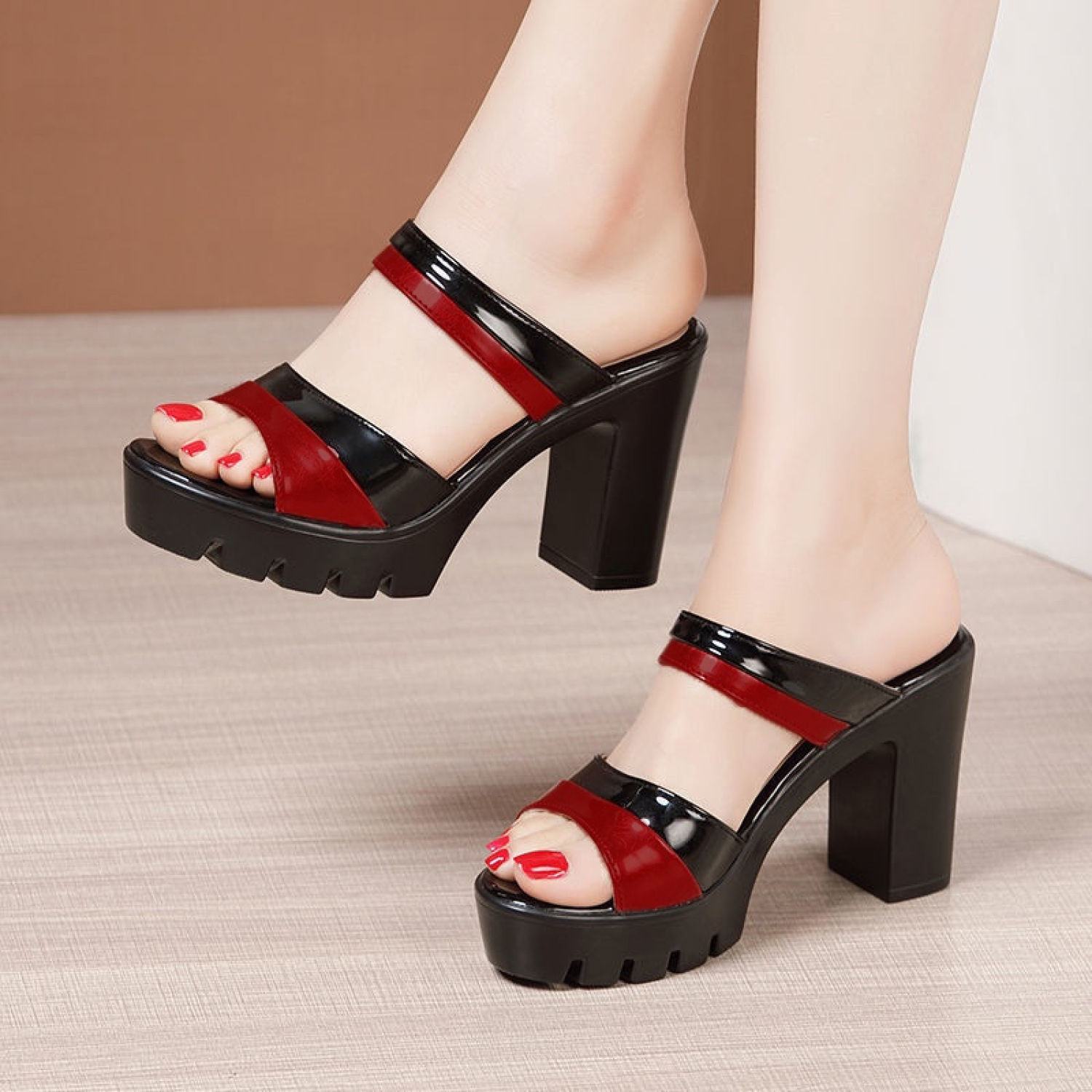 Giày Cao Gót Phối Màu Cao Cấp- CG097