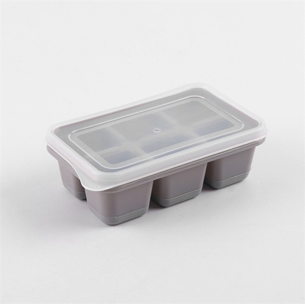 Khay làm đá viên, khay silicone làm đá 6 ô có nắp đậy tiện lợi