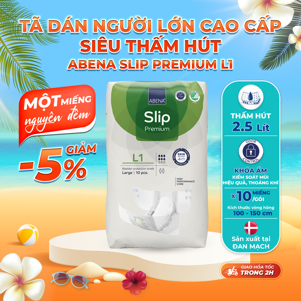 Tã dán người lớn Slip Premium L1 Nhập khẩu Đan Mạch  (Gói 10 miếng)