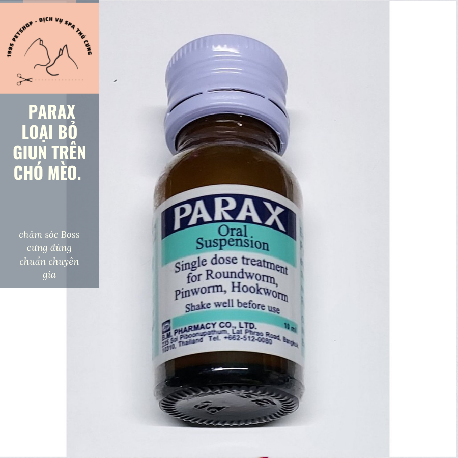 Parax tẩy giun dạng nước cho chó mèo.