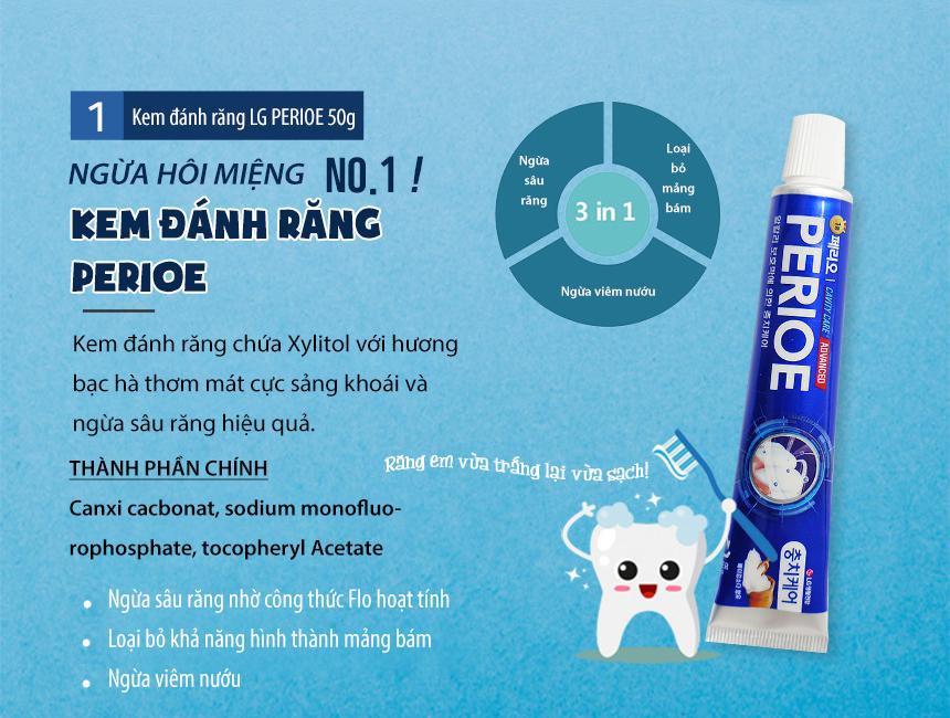 Bộ 3 Kem Đánh Răng LG PERIOE (50g x 3 tuýp)