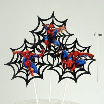 Que cắm người nhện + mạng nhện (3 cây) trang trí bánh kem, rau câu