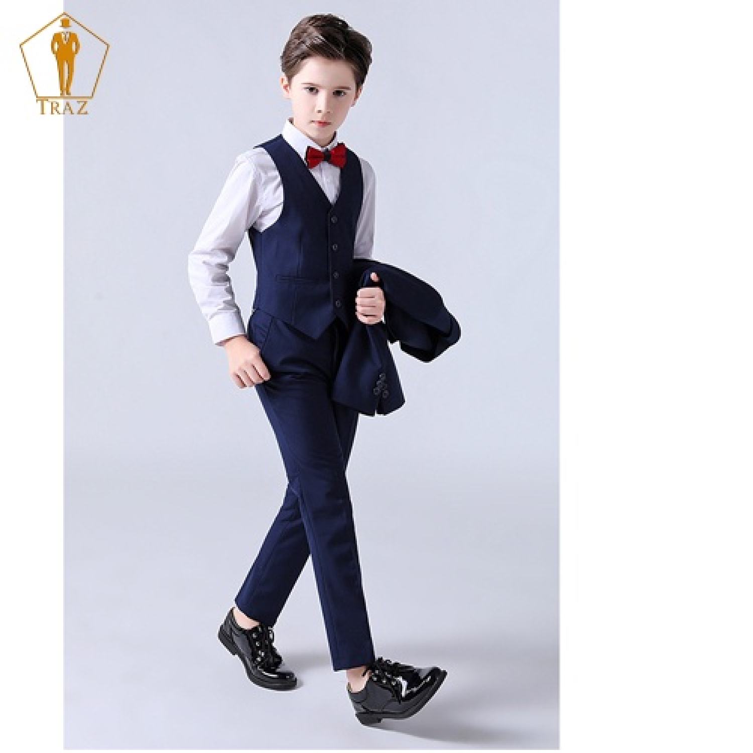 Bộ, Set Vest Đen, Xanh Cho Bé Trai, Trẻ Em, Con Nít(1 quần, 1 áo vest, 1 ghile, 1 nơ)(bé mập, tròn hoặc cao tăng 1 đến 2 size)