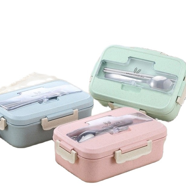 3 layers convenient barley plastic lunch box-easy to use picnic office lunch box (with chopsticks & Spoon)-lunch box heat preservation