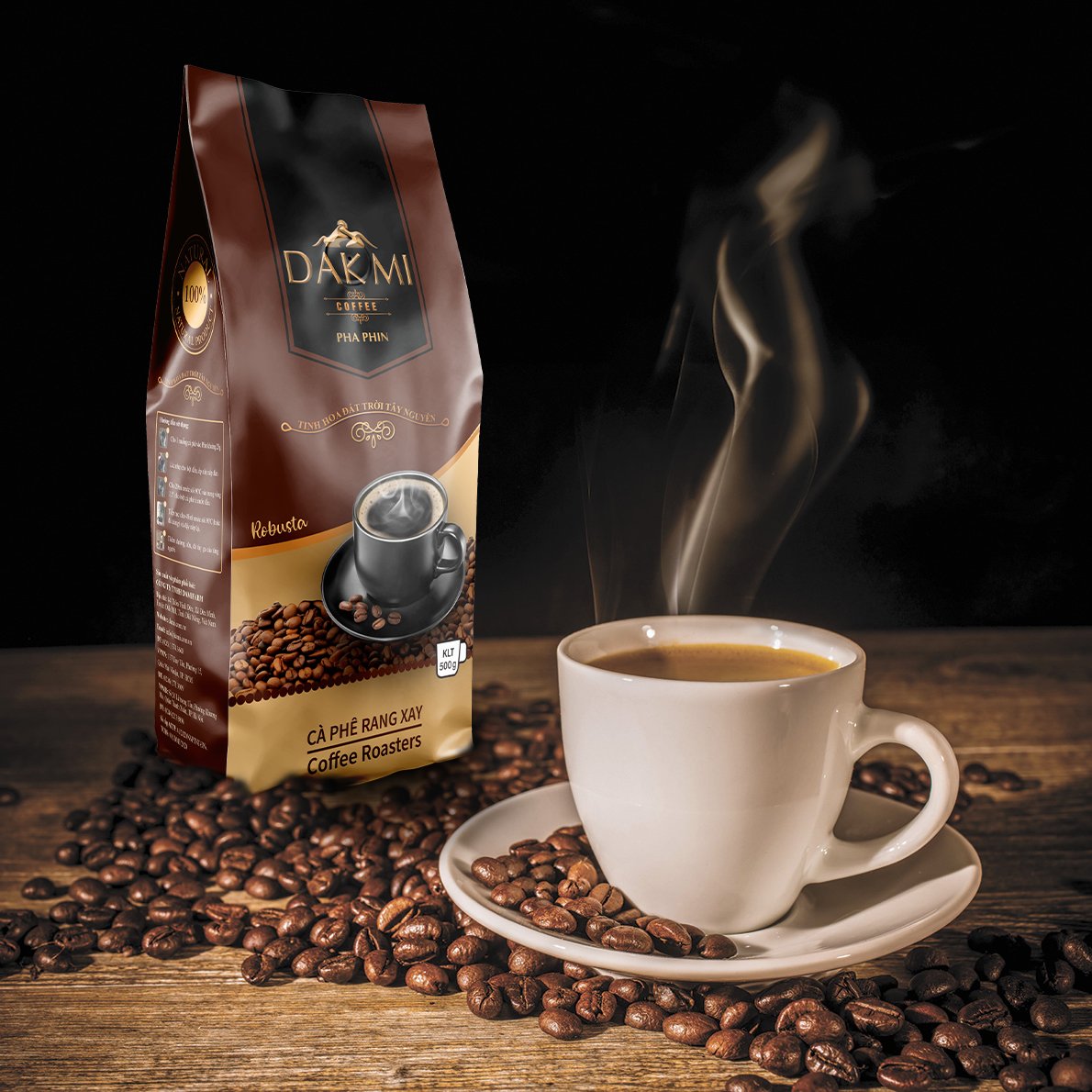 Cà phê dạng bột Robusta - Cà phê rang xay 100% nguyên chất đặc biệt thơm ngon (Túi 500gr)