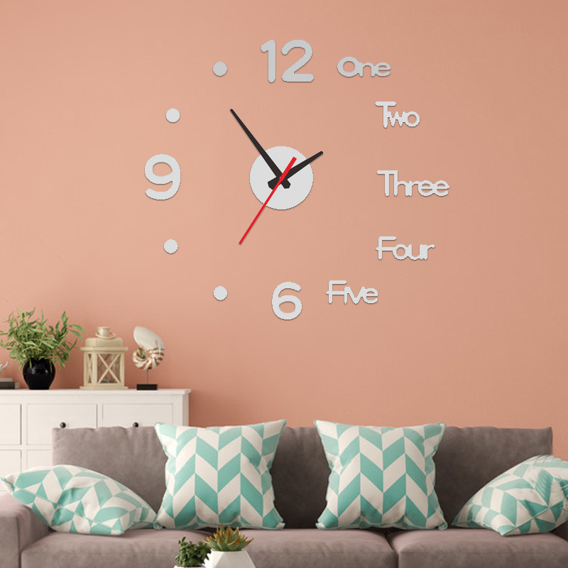 Đồng hồ dán tường 3d máy kim trôi yên tĩnh - đồng hồ treo tường decor trang trí sáng tạo