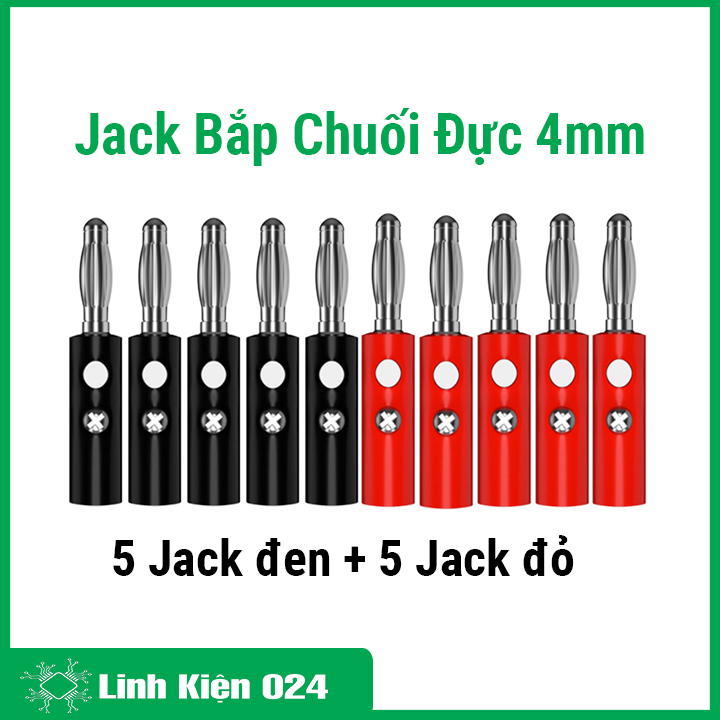 Combo 10 đầu jack bắp chuối 910mr 4mm đực 5 đỏ 5 đen