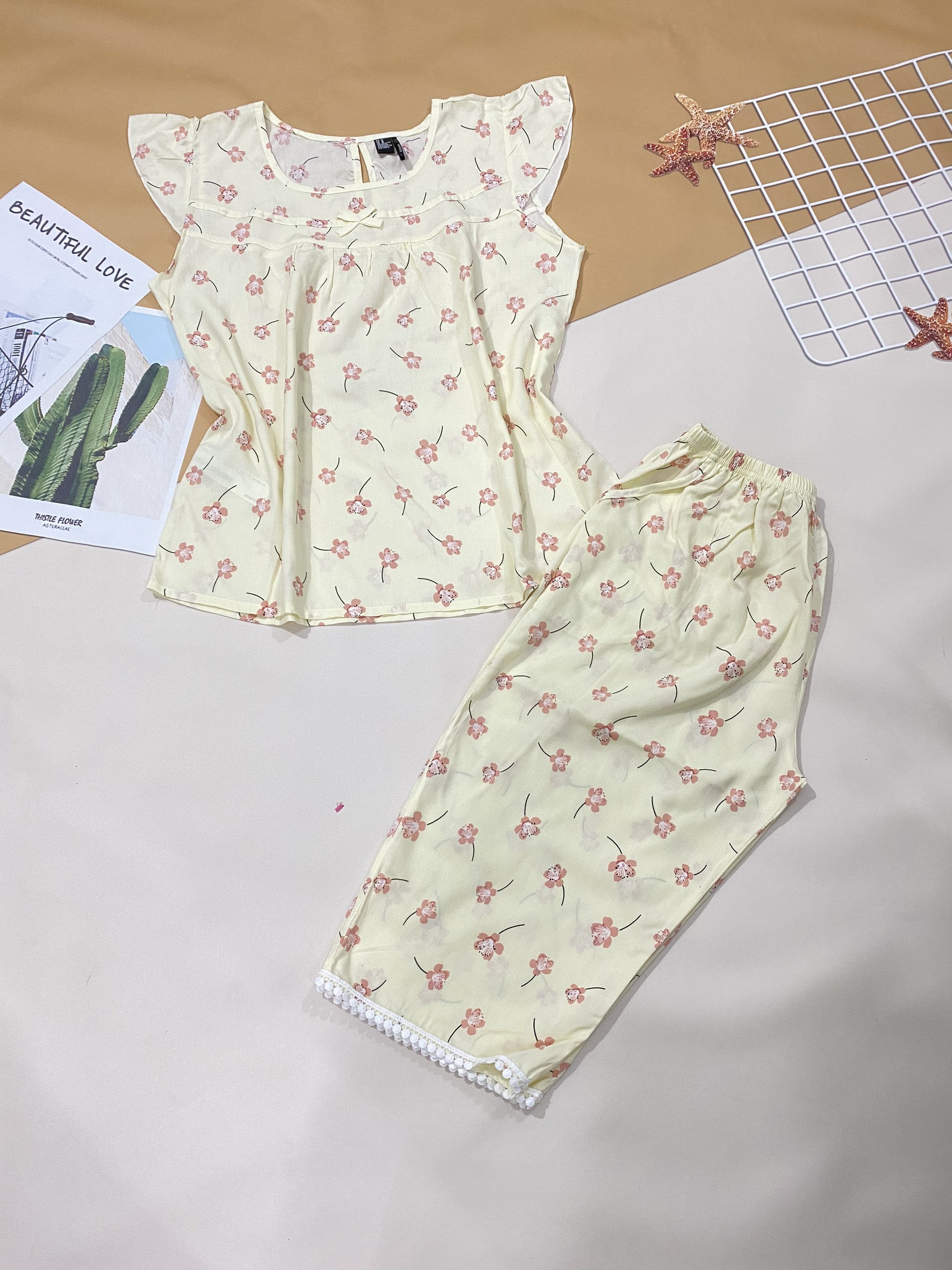 Đồ bộ tole,lanh  cánh tiên,quần lửng,SIZE (45-72KG),11 màu lựa chọn.