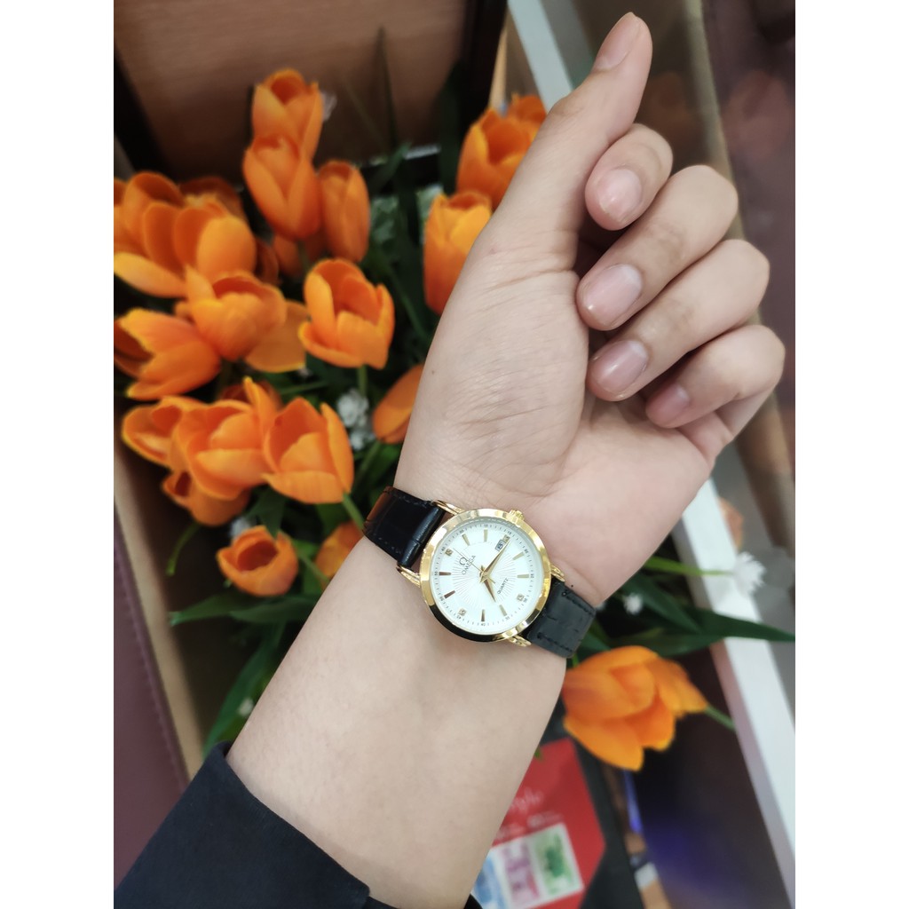 [HOT 2021] [Free Sip] [Siêu Phẩm] Đồng hồ Omega Nam nữ dây da đính đá tính tế