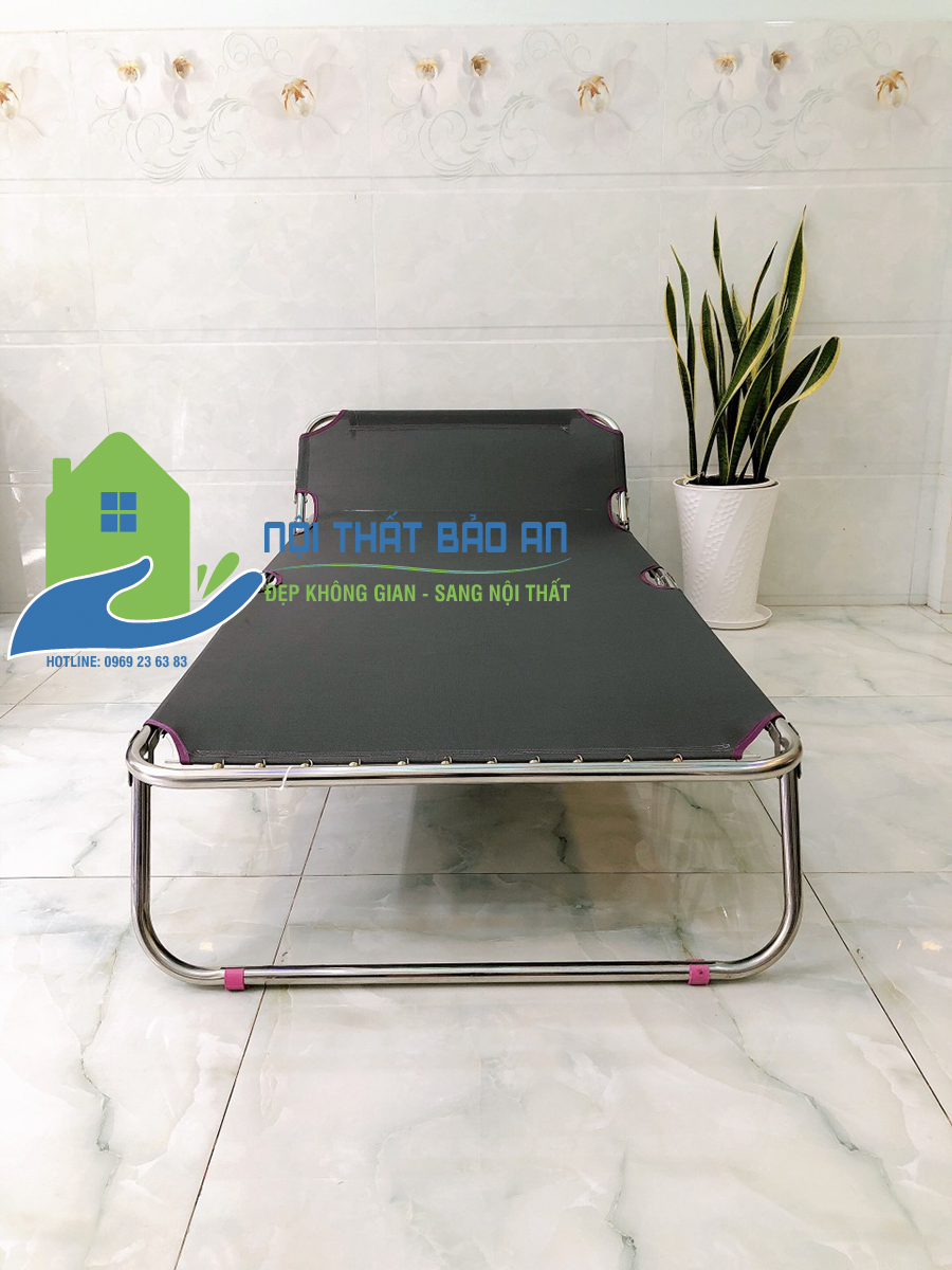 [HCM] Giường xếp lưới khung inox cỡ đại BẢO AN - GX05
