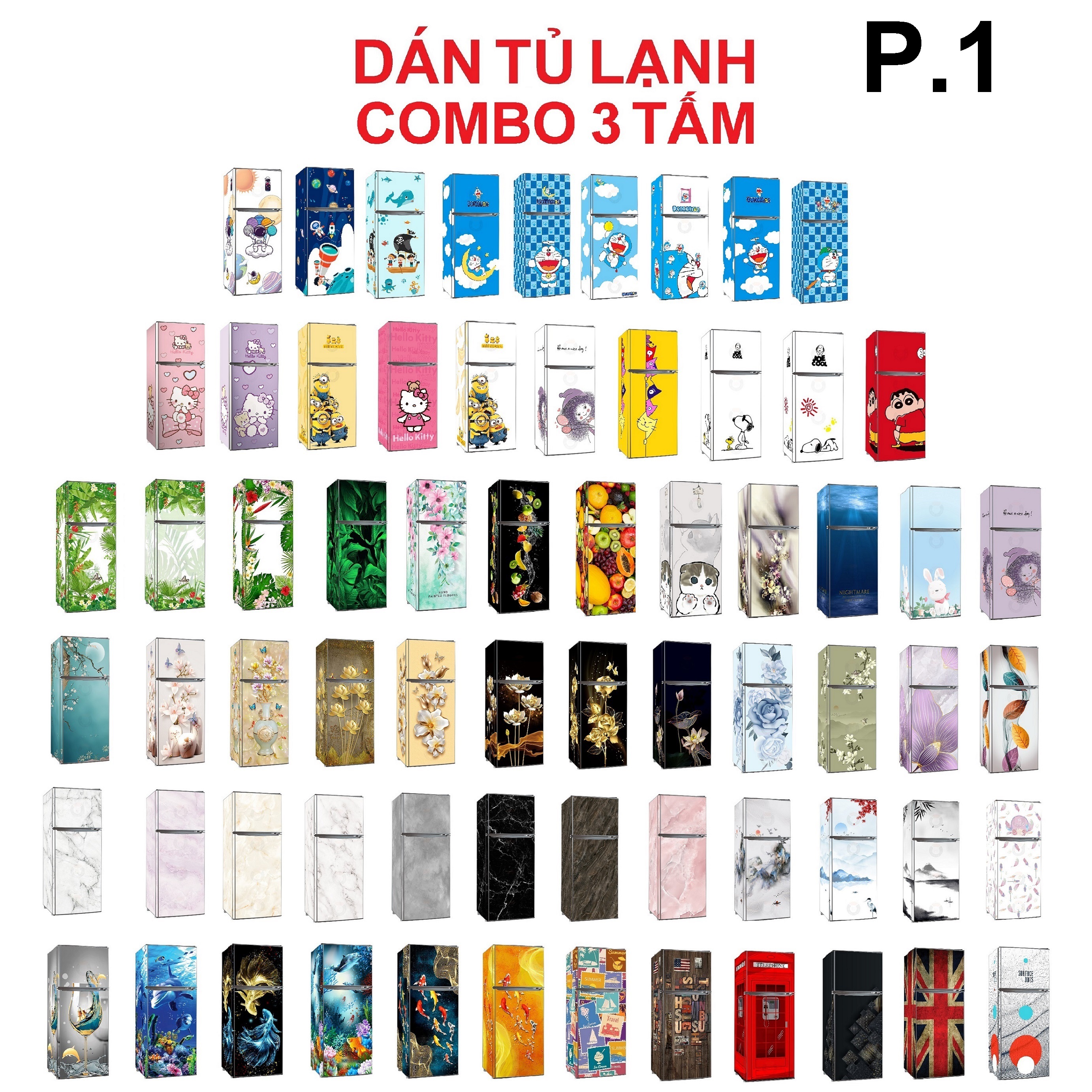 [HCM] COMBO 3 TẤM DECAL DÁN TỦ LẠNH (3 TẤM GIỐNG NHAU) - PHẦN 1