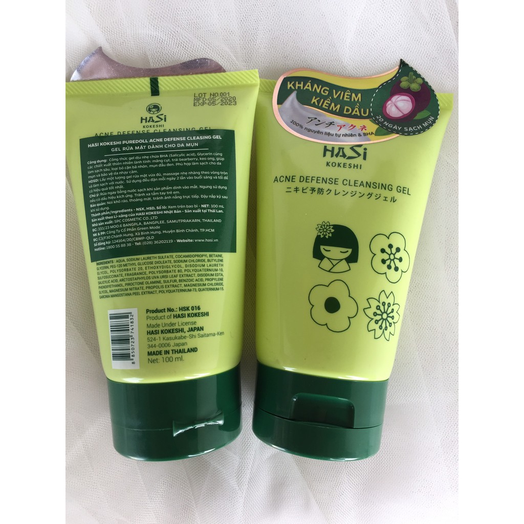 [Có sẵn] Sữa rửa mặt cho da mụn Hasi Kokeshi 100ml