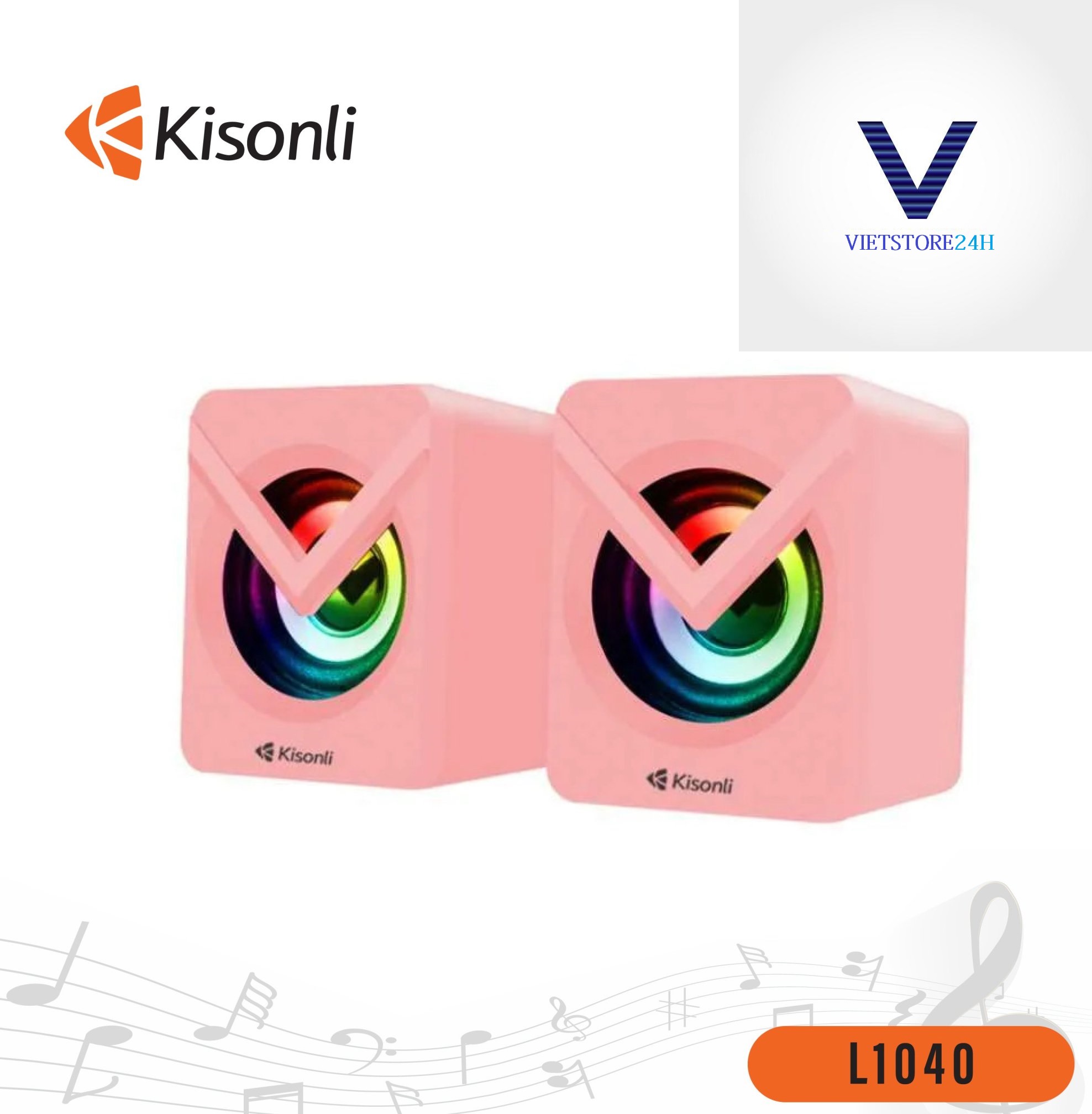 Loa 2.0 Kisonli L-1040 Pink LED