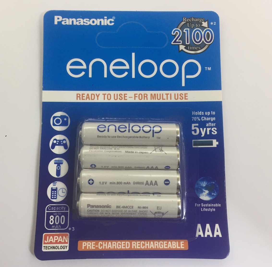 Vỉ 4 pin AAA ( pin đũa sạc ) eneloop 800mAh - BK - 4MCCE 2100 lần sạc