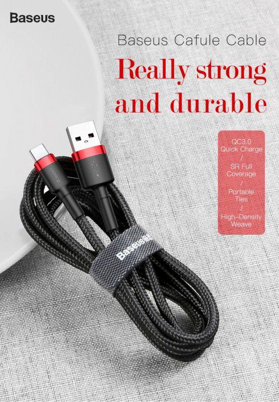 Cáp sạc bọc dù Baseus Cafule Lightning (2,4A/1m)