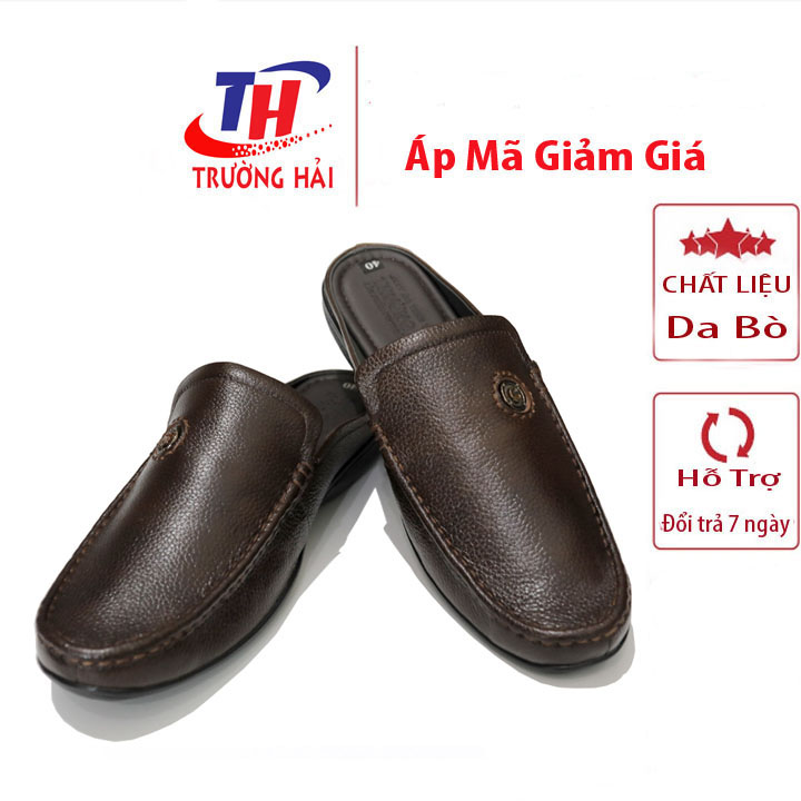 Giày Sabo Nam bít mũi đen Trường Hải da bò thật TH256