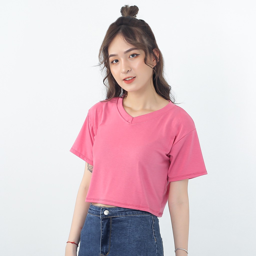 Áo croptop form rộng cổ tim - GEN J